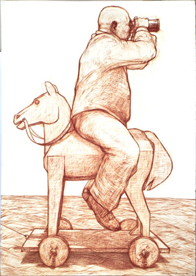 Hobby Horse dada, 2006 sanguine chalk on paper 165 x 107cm