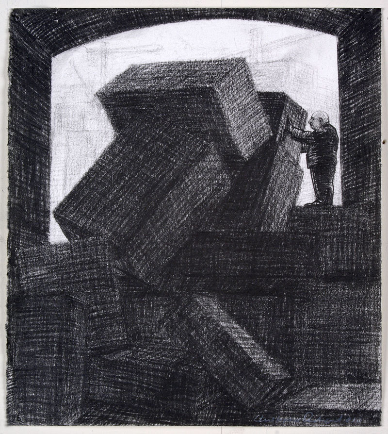 Tumble, 2010 charcoal on paper 165 x 140cm