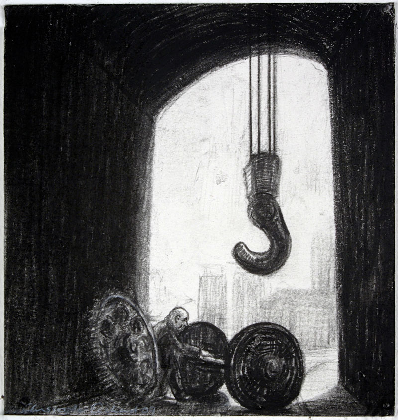 Hook, 2009 charcoal on paper 115  x 110cm