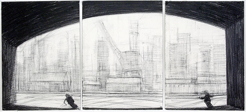 Span, 2009 charcoal on paper 150  x 330cm