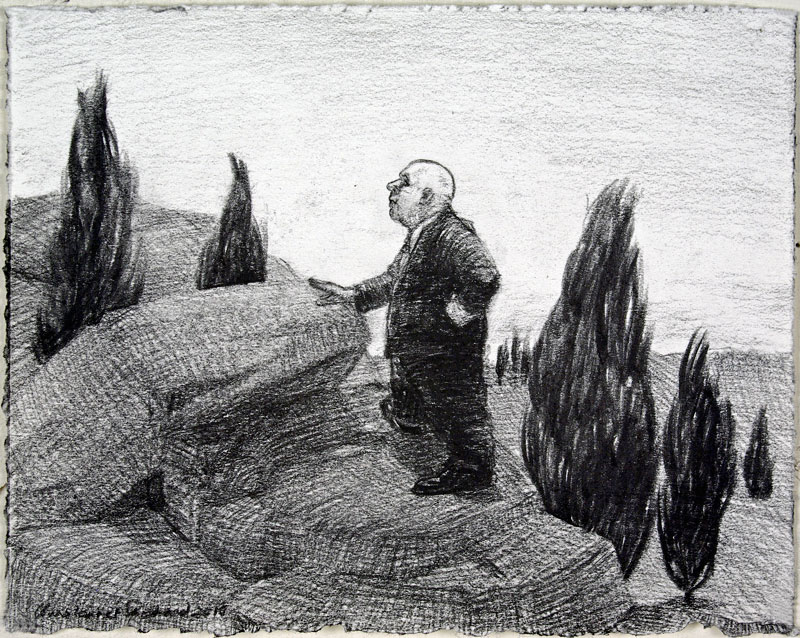 2011 Tumble Charcoal on paper, 15x19cm